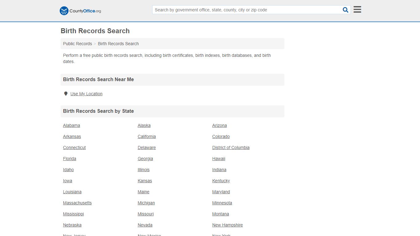 Birth Records Search (Birth Certificates & Databases) - County Office